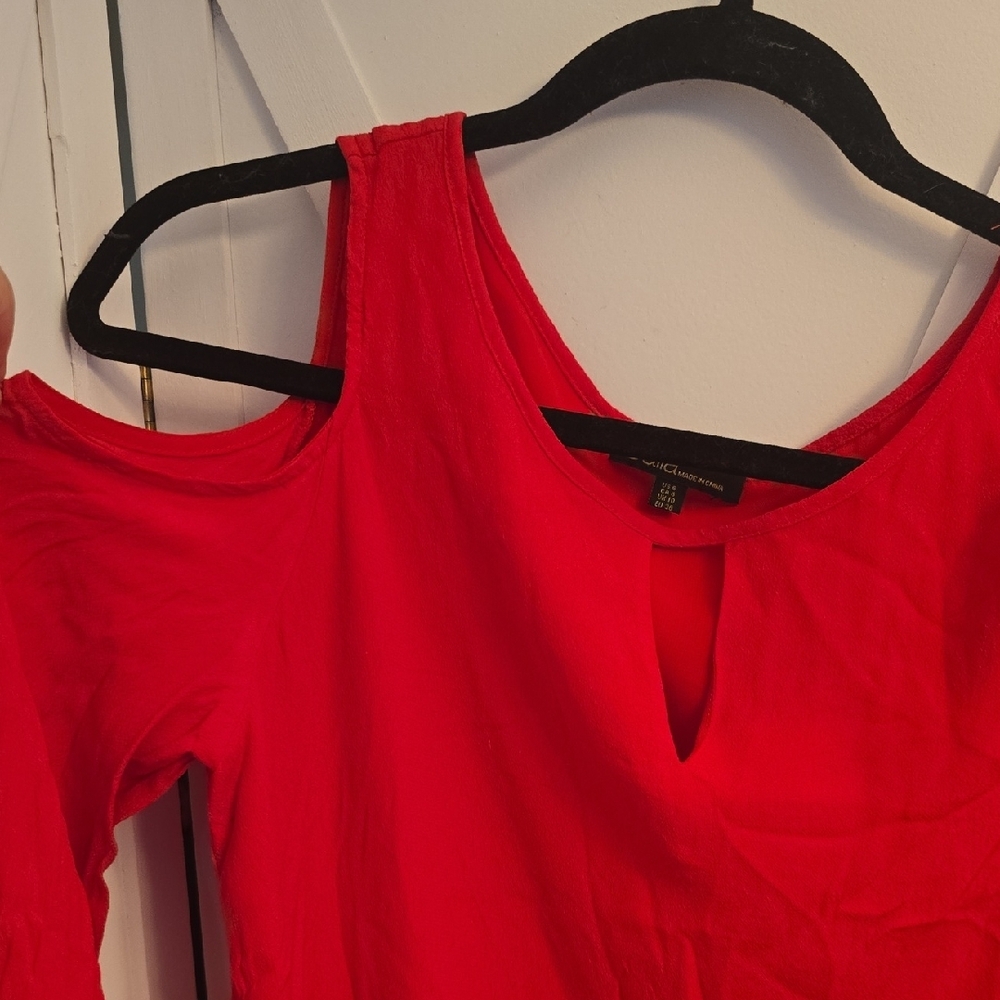 Dalia Red Cold Shoulder Blouse